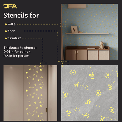 Bees on the walls – a magical atmosphere for a child's room with DFA 0.3–1 mm (E00099)