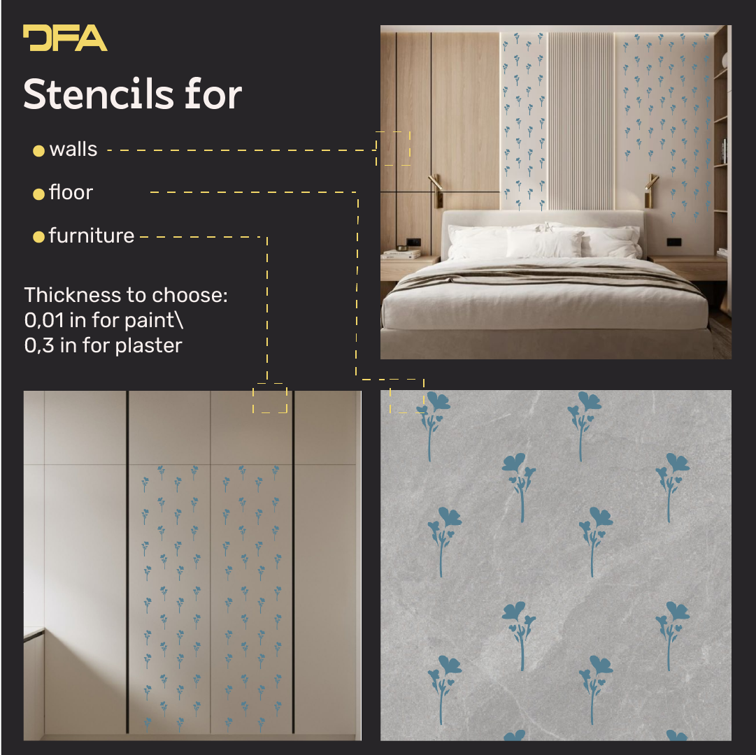 DFA Reusable Stencil "Nature" for Plaster and Paint 0.3–1 mm (P00199)