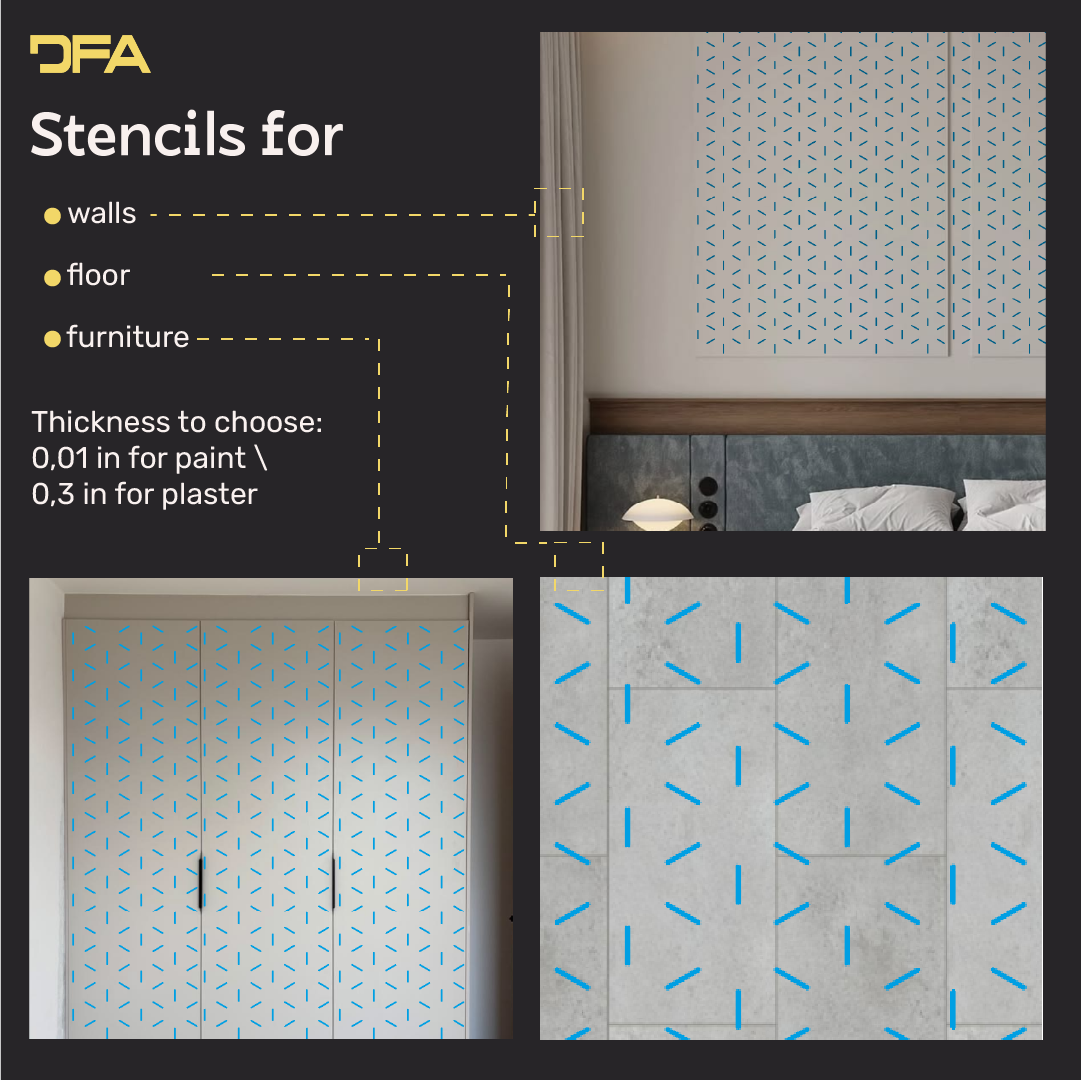 Create modern art decor with the DFA Loft stencil (0.3–1 mm, L00063)