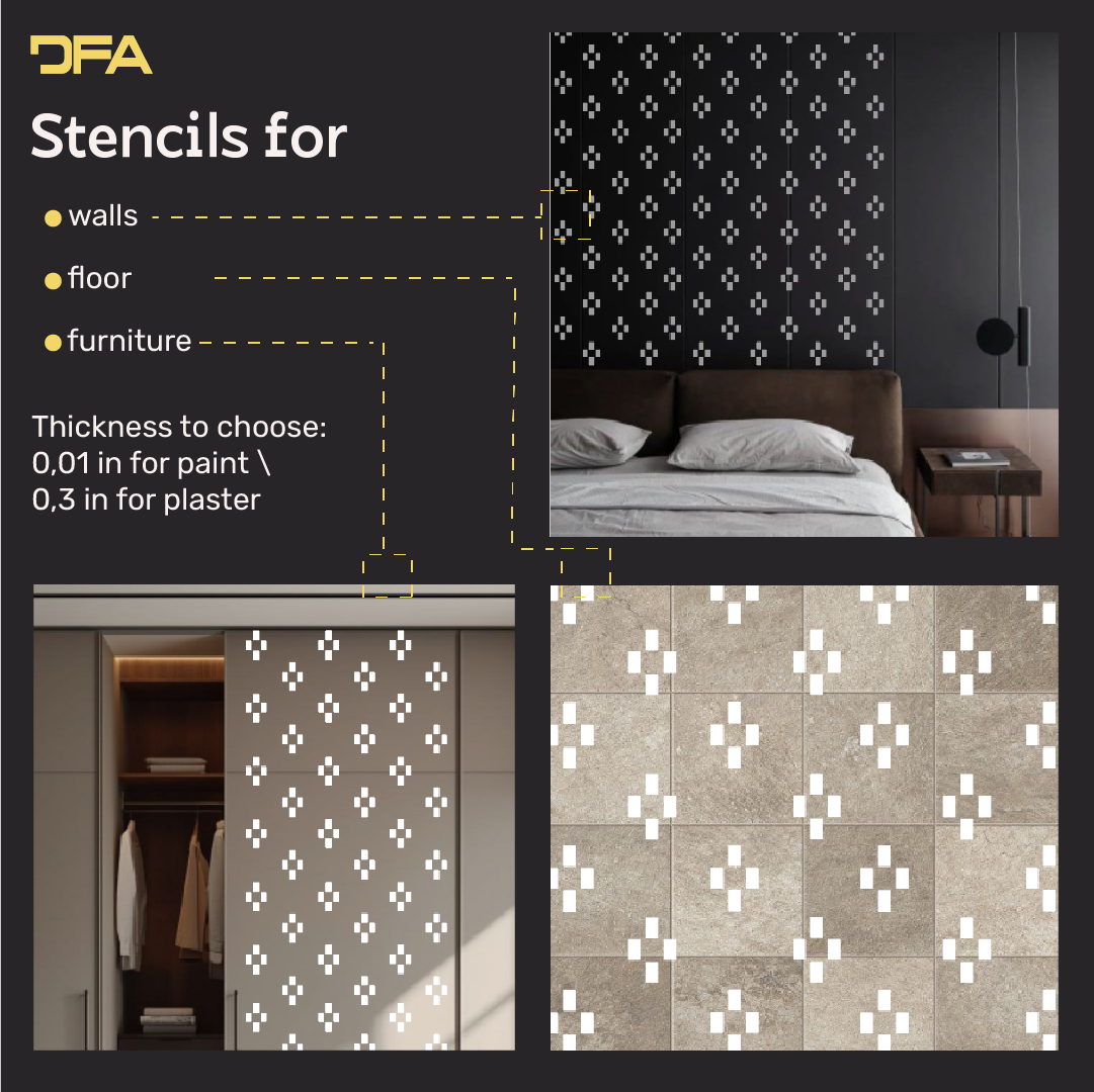 Create modern art decor with the DFA Loft stencil (0.3–1 mm, L00065)