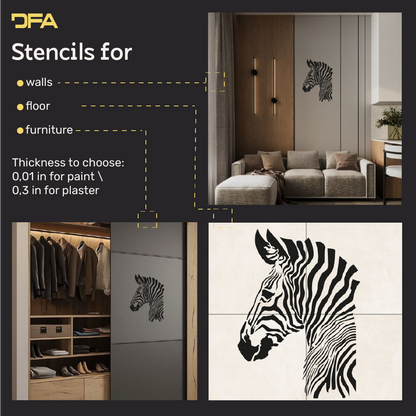 DFA "Zebra" Stencil — create a sense of lightness in your interior. Thickness: 0.3–1 mm (J00080)