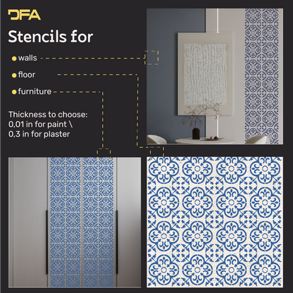 Square Patterns for Vibrant Interiors: DFA 0.3–1 mm Decorative Stencil (K00139)