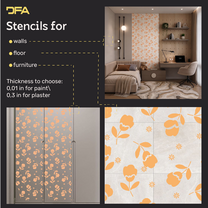 Floral wall patterns – a magical atmosphere for a child's room with DFA 0.3–1 mm (E00102)