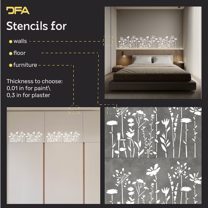 DFA Reusable Stencil "Nature" for Plaster and Paint 0.3–1 mm (P00198)
