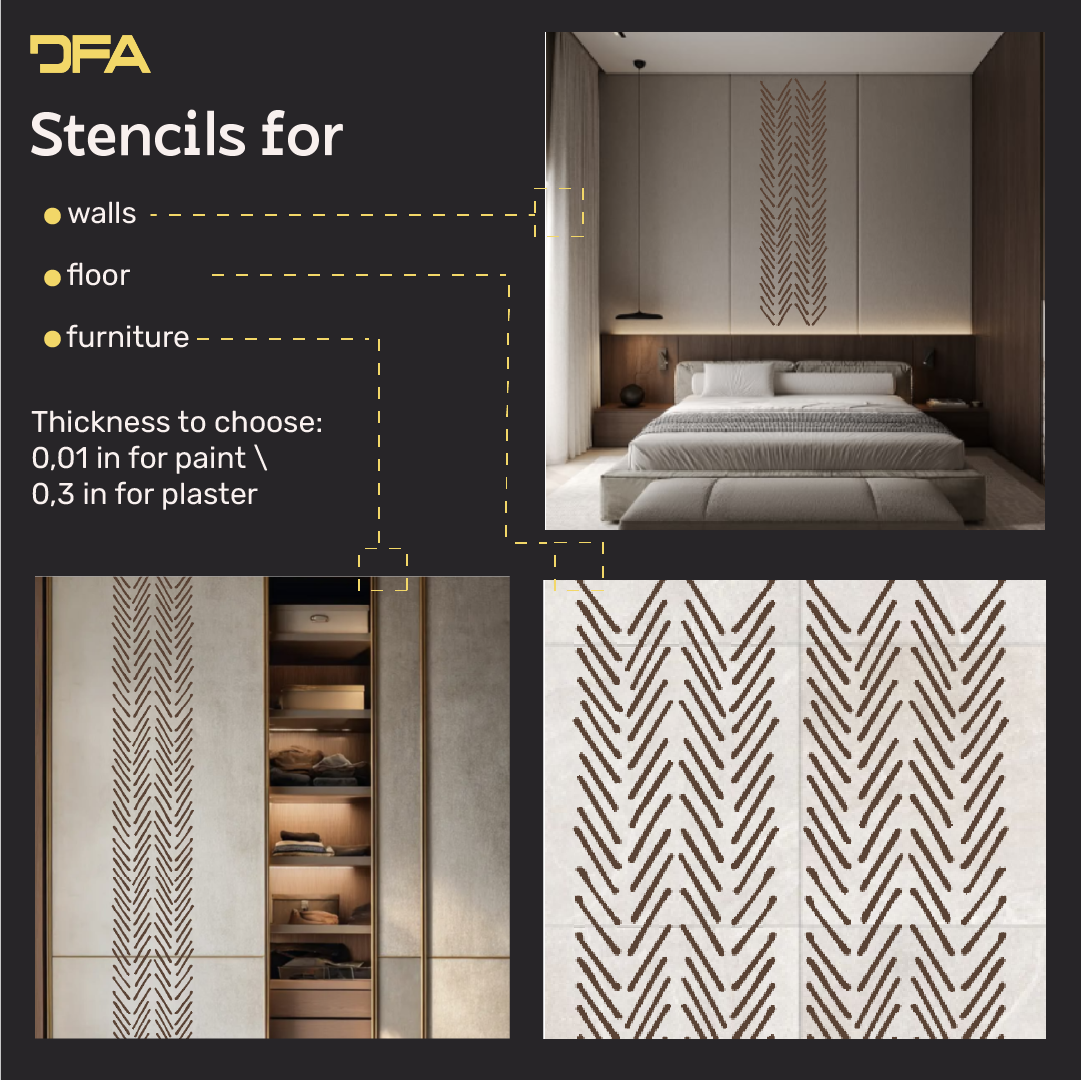 Create modern art decor with the DFA Loft stencil (0.3–1 mm, L00066)