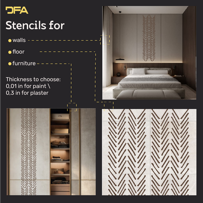 Create modern art decor with the DFA Loft stencil (0.3–1 mm, L00066)
