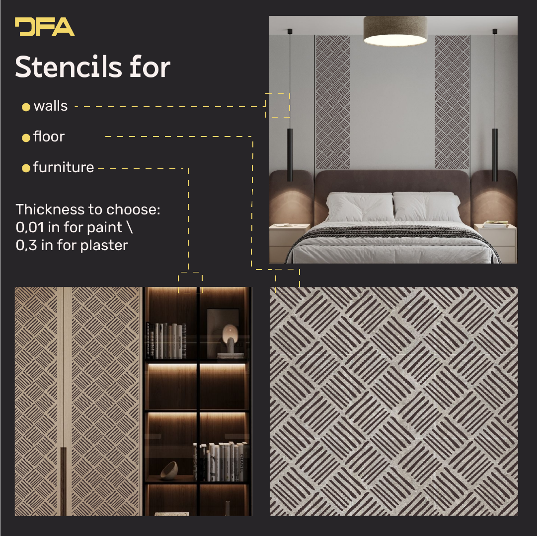 Create modern art decor with the DFA Loft stencil (0.3–1 mm, L00064)