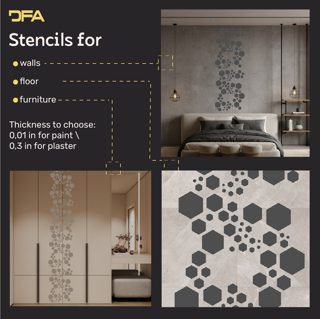 Create modern art decor with the DFA Loft stencil (0.3–1 mm, L00067)