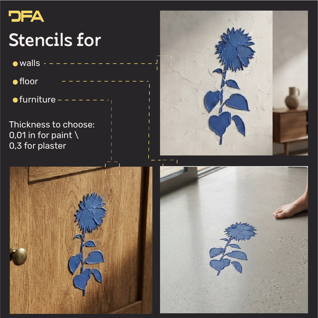 DFA "Flower" Stencil for Decoupage on Interior Decor Items (P00204)