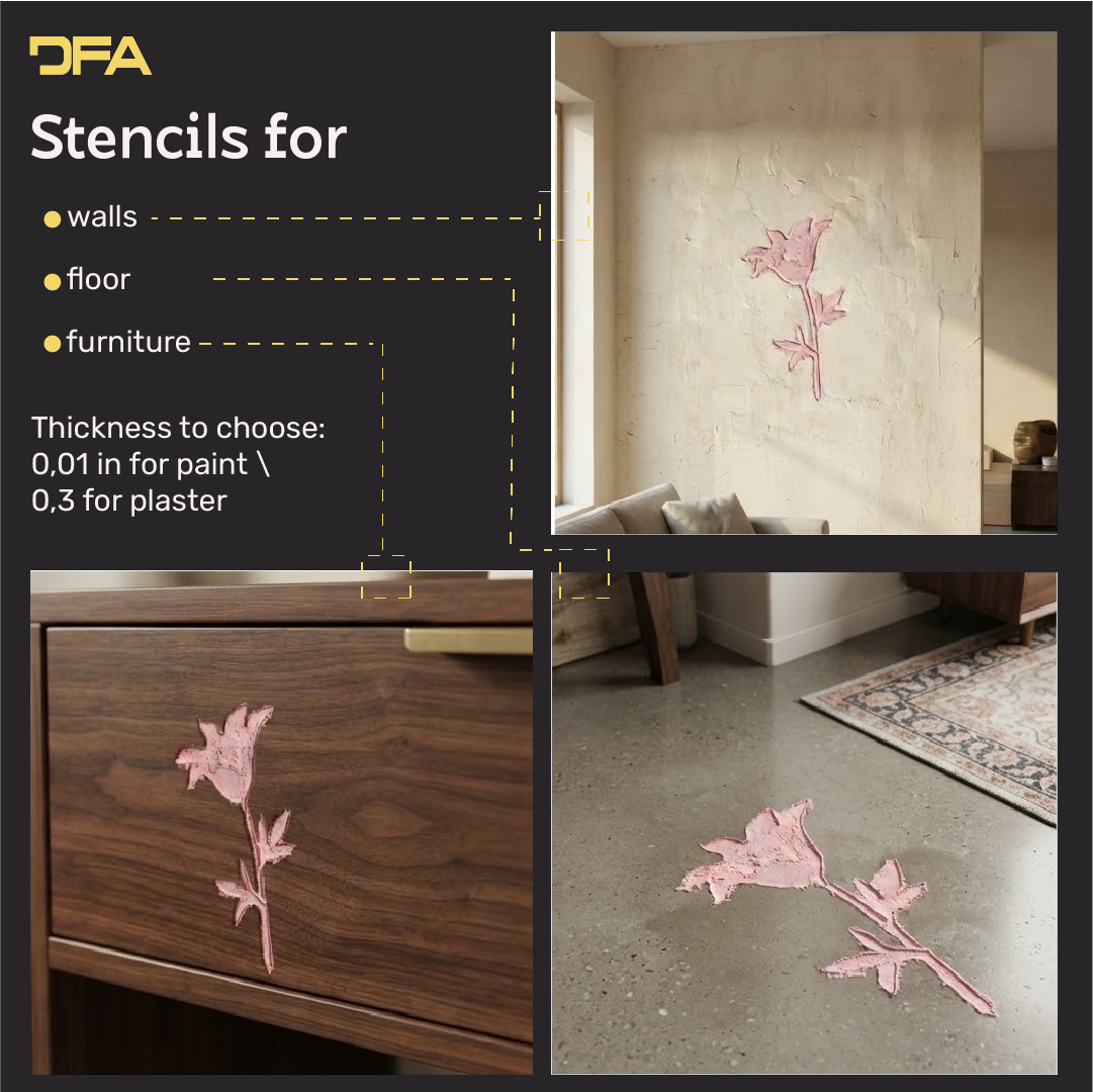 DFA "Flower" Stencil for Decoupage on Interior Decor Items (P00200)