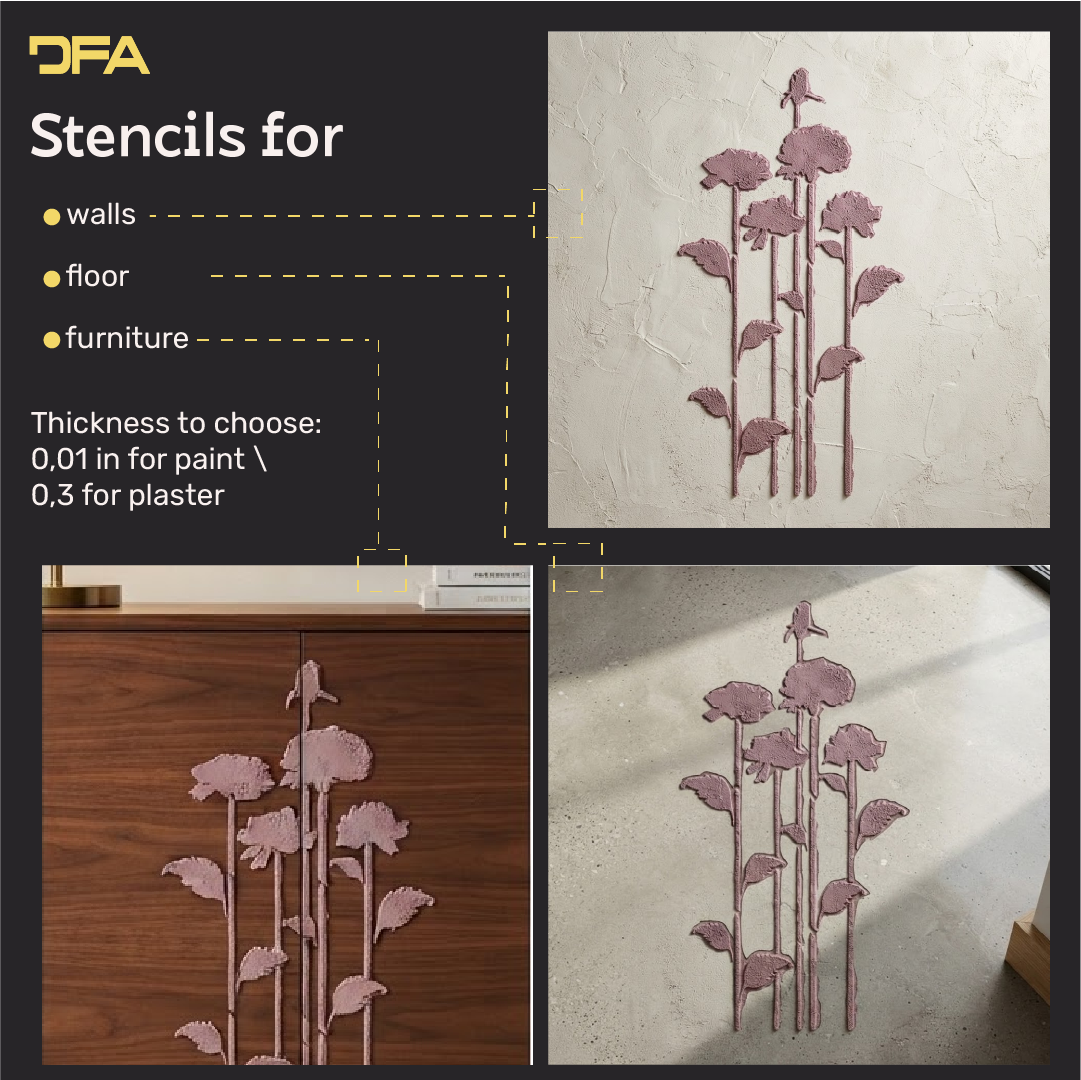 DFA "Flower" Stencil for Decoupage on Interior Decor Items (P00210)