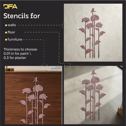 DFA "Flower" Stencil for Decoupage on Interior Decor Items (P00210)