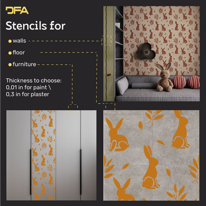 Rabbits on the walls – a magical atmosphere for a child's room with DFA 0.3–1 mm (E00097)