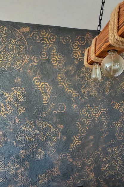 Round patterns - a new aesthetic of decorative plaster with a stencil DFA 0.3-1 mm (С00116)