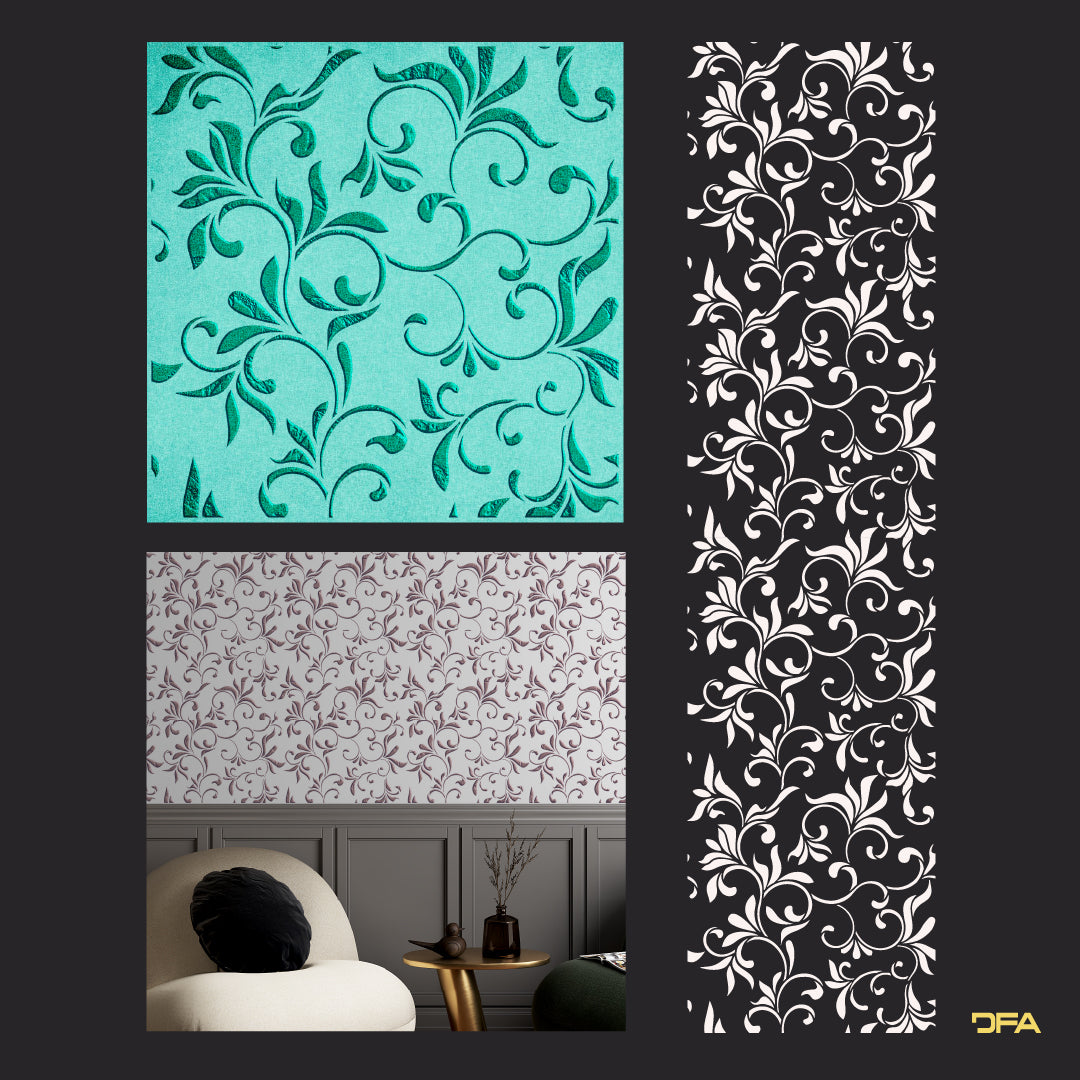 Reusable stencil DFA for decorative plaster and paint Oriental pattern 0.3-1mm (V00063)