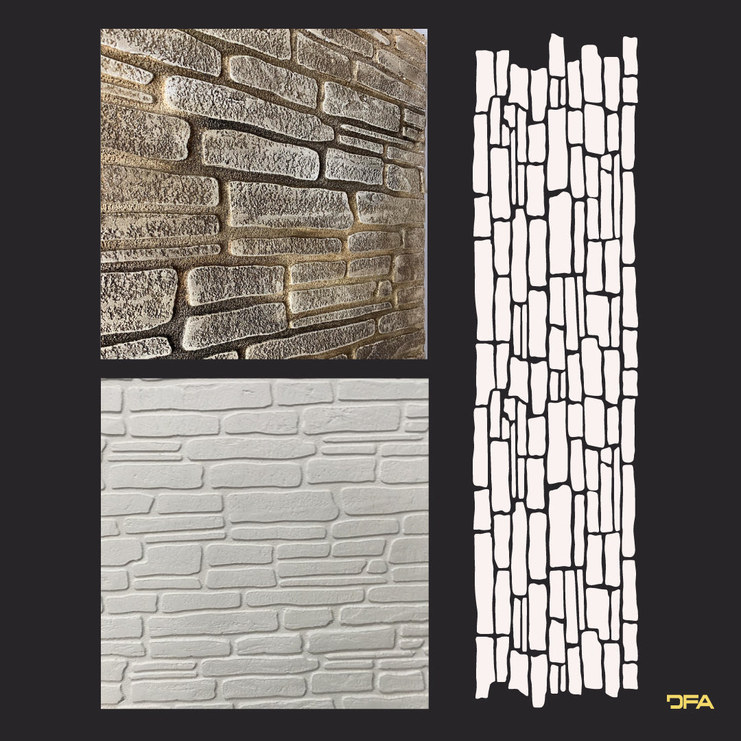 Stencil DFA Facade Wild stone reusable for decorative plaster 80*42 (F00005)