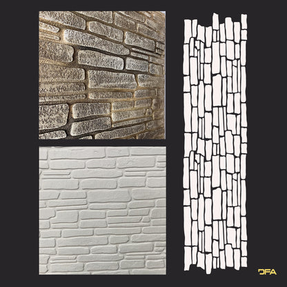 Stencil DFA Facade Wild stone reusable for decorative plaster 80*42 (F00005)