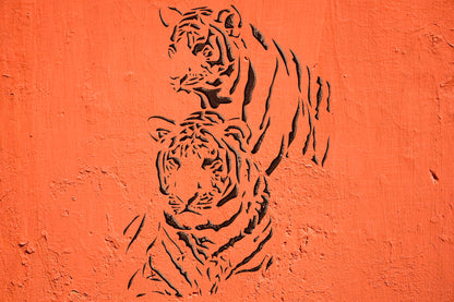 Stencil Tigers DFA animals for walls for plaster and paint 0.3-1 mm (J00054)