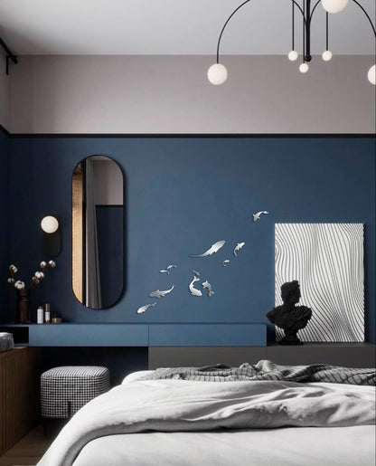 Quick wall update: Self-adhesive mirror decor Fishes by DFA, 5 pcs/11 pcs, 11 pcs, Gold