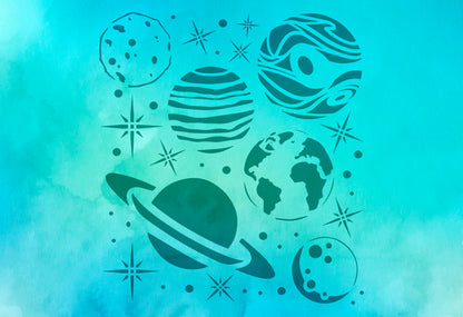 Stencil DFA Planets for plaster and paint 0.3-1mm (X00092)