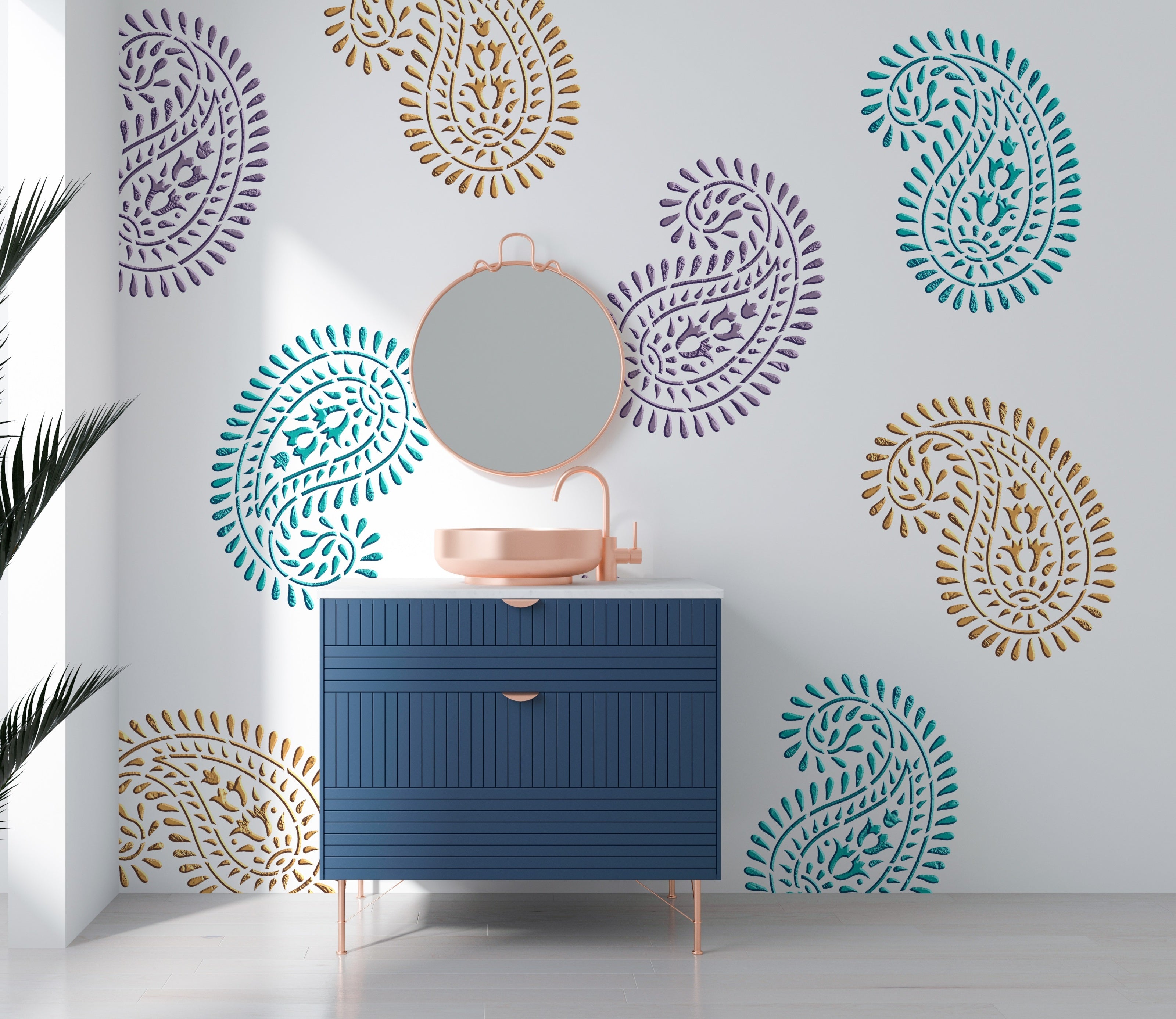 Reusable stencil DFA for decorative plaster and paint Oriental pattern 0.3-1mm (V00063)