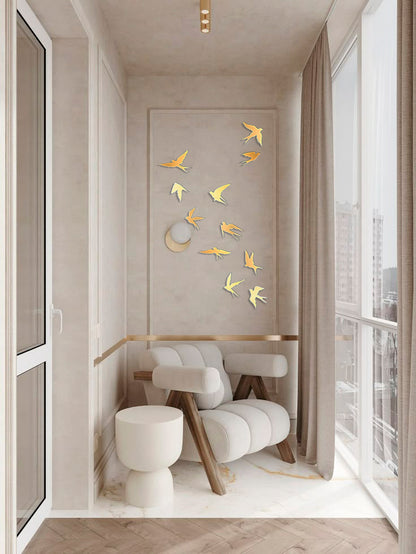 Create your own design: Mirror Birds for unique compositions, 11 pcs/21 pcs/31 pcs, 11 pcs, Gold