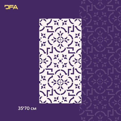 Reusable stencil DFA for decorative plaster and paint Oriental pattern 0.3-1mm (V00058)