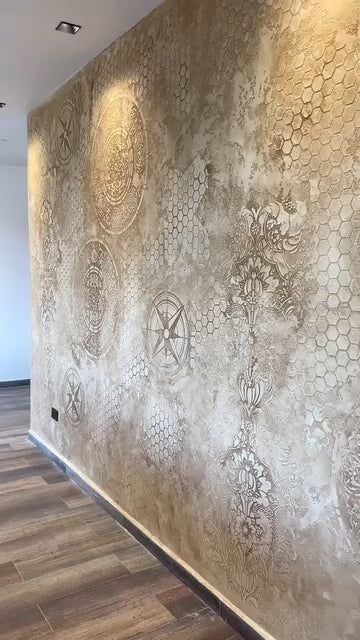 Set for wall decoration DFA (Geometry 31 + Round 14 + Damask 25) for plaster and paint 0.3-1 mm (N00116)