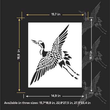 Crane Wall Stencil — DFA Stencil for Vibrant Decor, 0.3–1 mm (J00077)