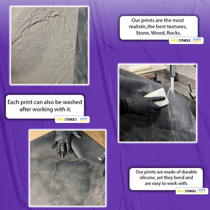 Silicone impression for decoration Stone texture (black) W00004