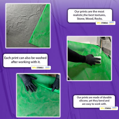 Silicone impression for decoration Stone texture (green) W00005