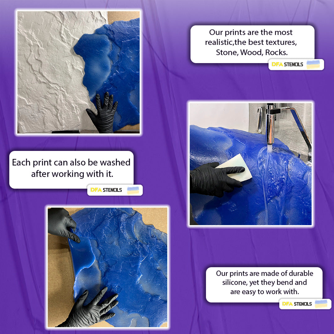 Silicone impression for decoration Stone texture (blue) W00011