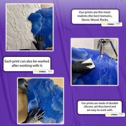 Silicone impression for decoration Stone texture (blue) W00011