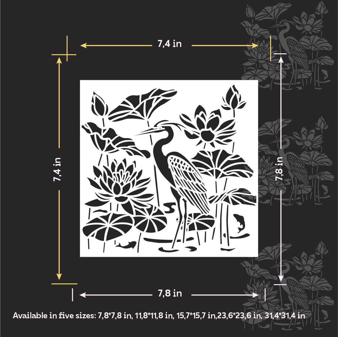 DFA Heron stencil — create a sense of lightness in your interior. Thickness 0.3–1 mm (J00082)