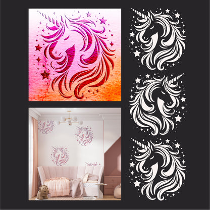 Bright stencil DFA Unicorn for the nursery - easy paint and plaster! 0.3-1 mm (E00072)
