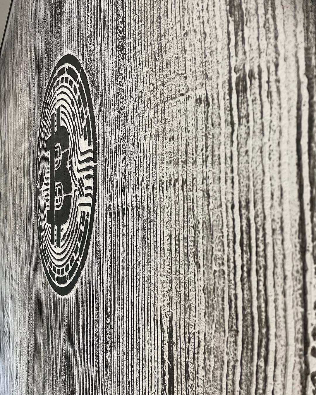 Modern hi-tech interior accent with DFA Bitcoin stencil 0.3-1 mm (X00027)