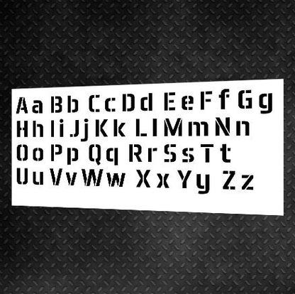 Stencil DFA English alphabet for putty and paint 0.3-1mm (X00018)