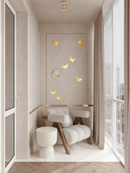 Stylish accent for walls: DFA Mirror Butterflies for visual expansion, 7 pcs (YA00005)