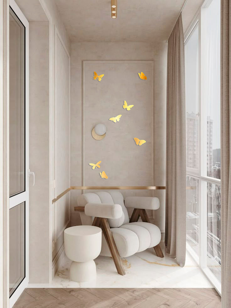 Stylish accent for walls: DFA Mirror Butterflies for visual expansion, 7 pcs (YA00005)