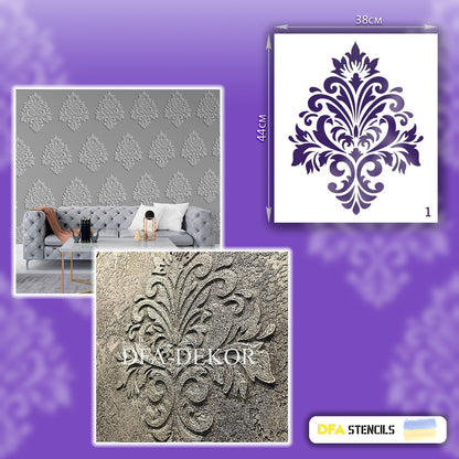 Stencil for decoration DFA Royal Damascus 1, for putty and paint, 0.3-1mm (D00001)