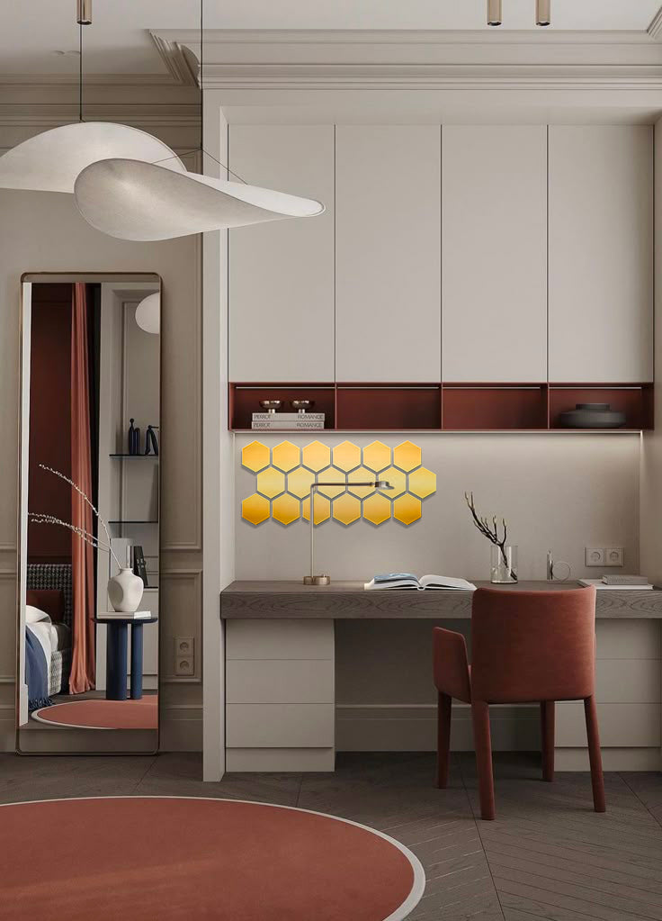 DFA Honeycomb Mirror Decor: A Modern Geometric Accent for Any Space, 18pcs/36pcs (YA00028)