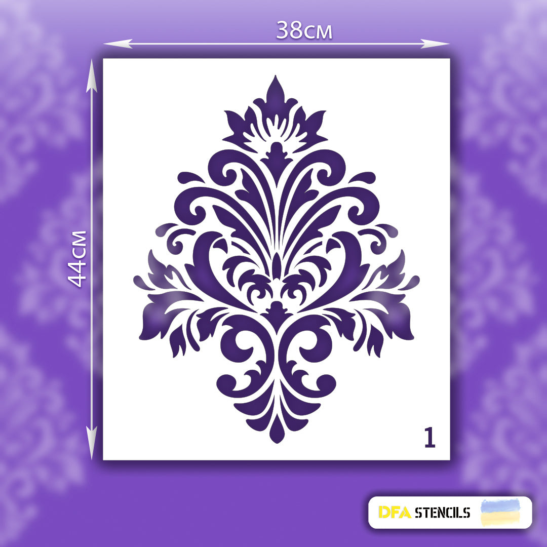 Stencil for decoration DFA Royal Damascus 1, for putty and paint, 0.3-1mm (D00001)