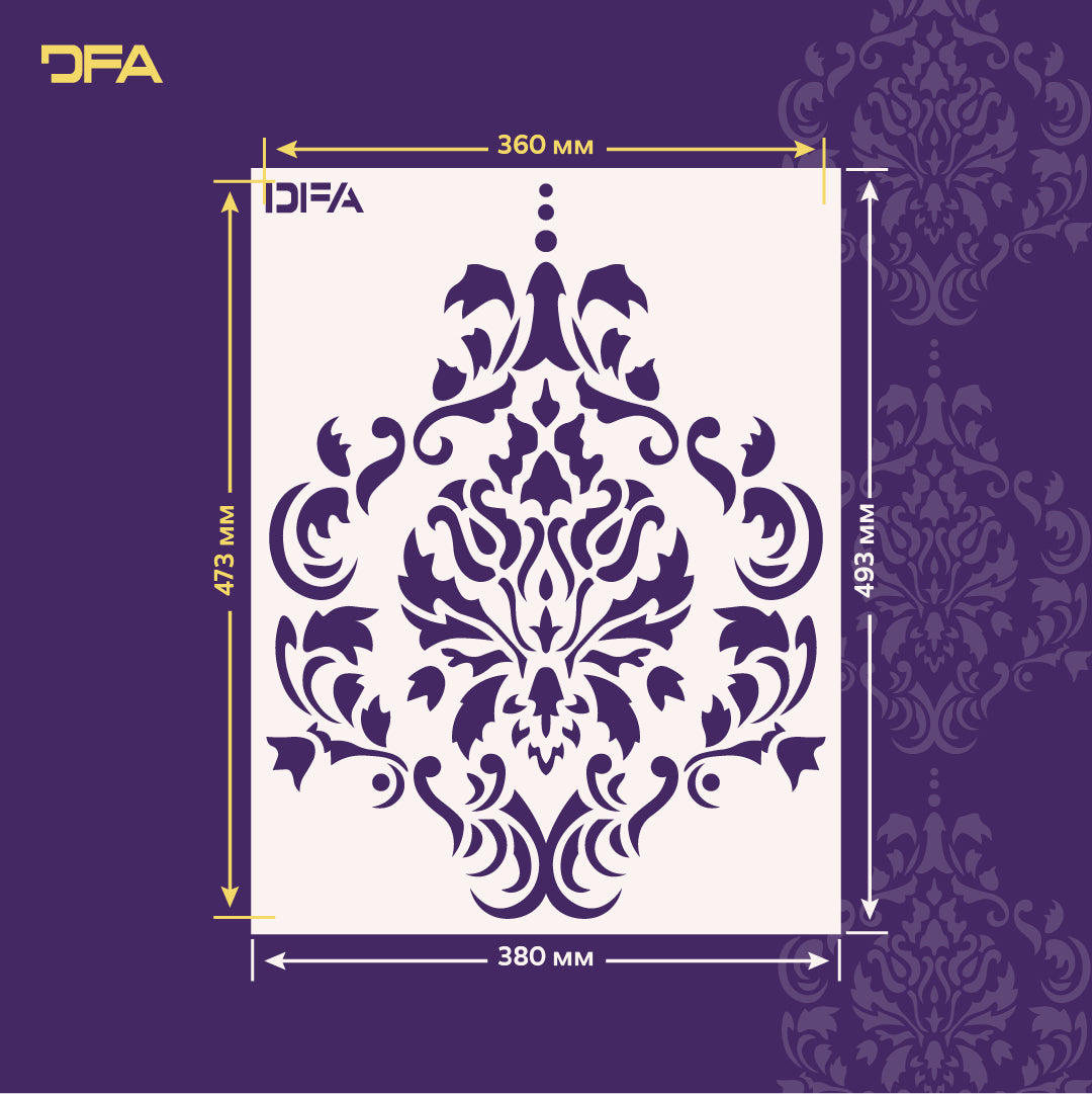 Elegant decor: reusable stencil DFA Damask for unique walls 0.3-1 mm (D00066)