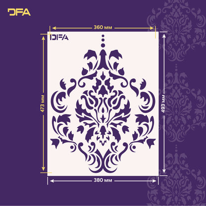 Elegant decor: reusable stencil DFA Damask for unique walls 0.3-1 mm (D00066)