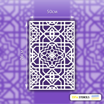 Reusable stencil DFA for decorative plaster and paint Oriental pattern 0.3-1mm (V00041)