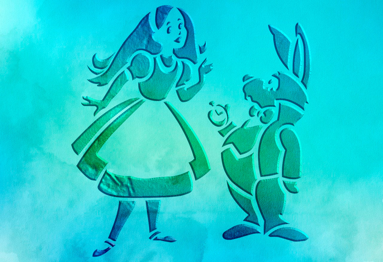 Children's stencil DFA Alice with a rabbit for fairy wall decor 0.3-1 mm (E00071)