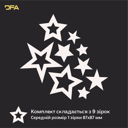 Create a unique interior with DFA Stars mirror decor, 9 pcs/18 pcs, 9 pcs, Silver