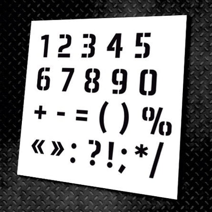 Reusable stencil of numbers for DFA decor, for putty and paint, 0.3-1mm (X00019)