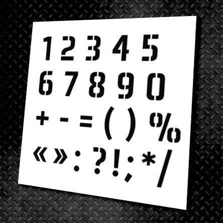 Reusable stencil of numbers for DFA decor, for putty and paint, 0.3-1mm (X00019)