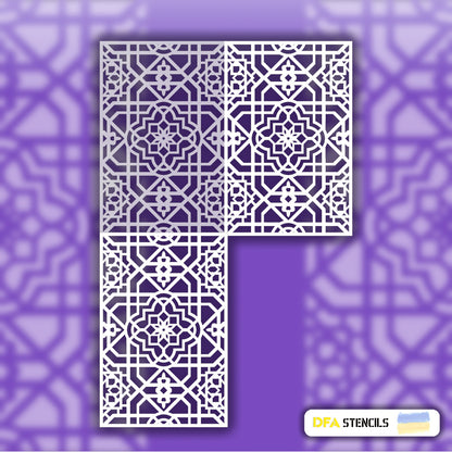 Reusable stencil DFA for decorative plaster and paint Oriental pattern 0.3-1mm (V00041)